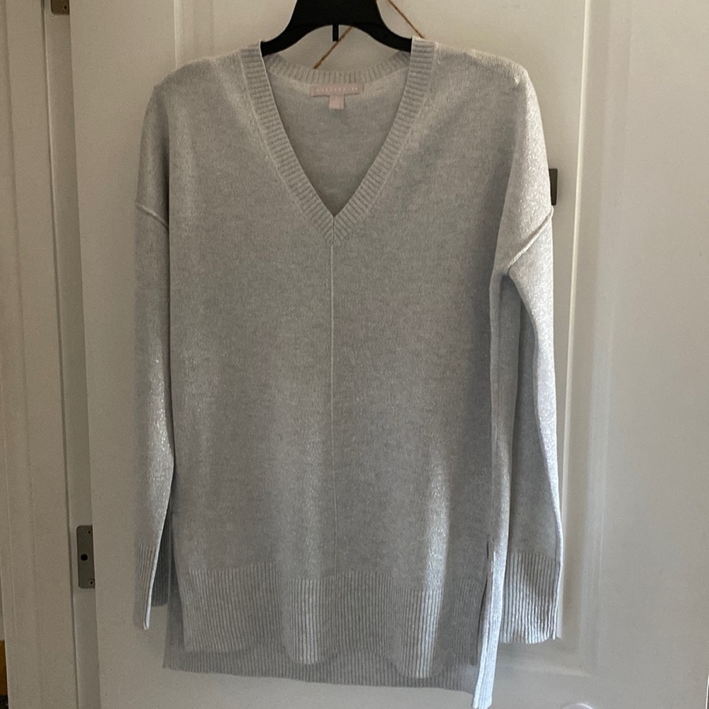 Silver threading tunic high low